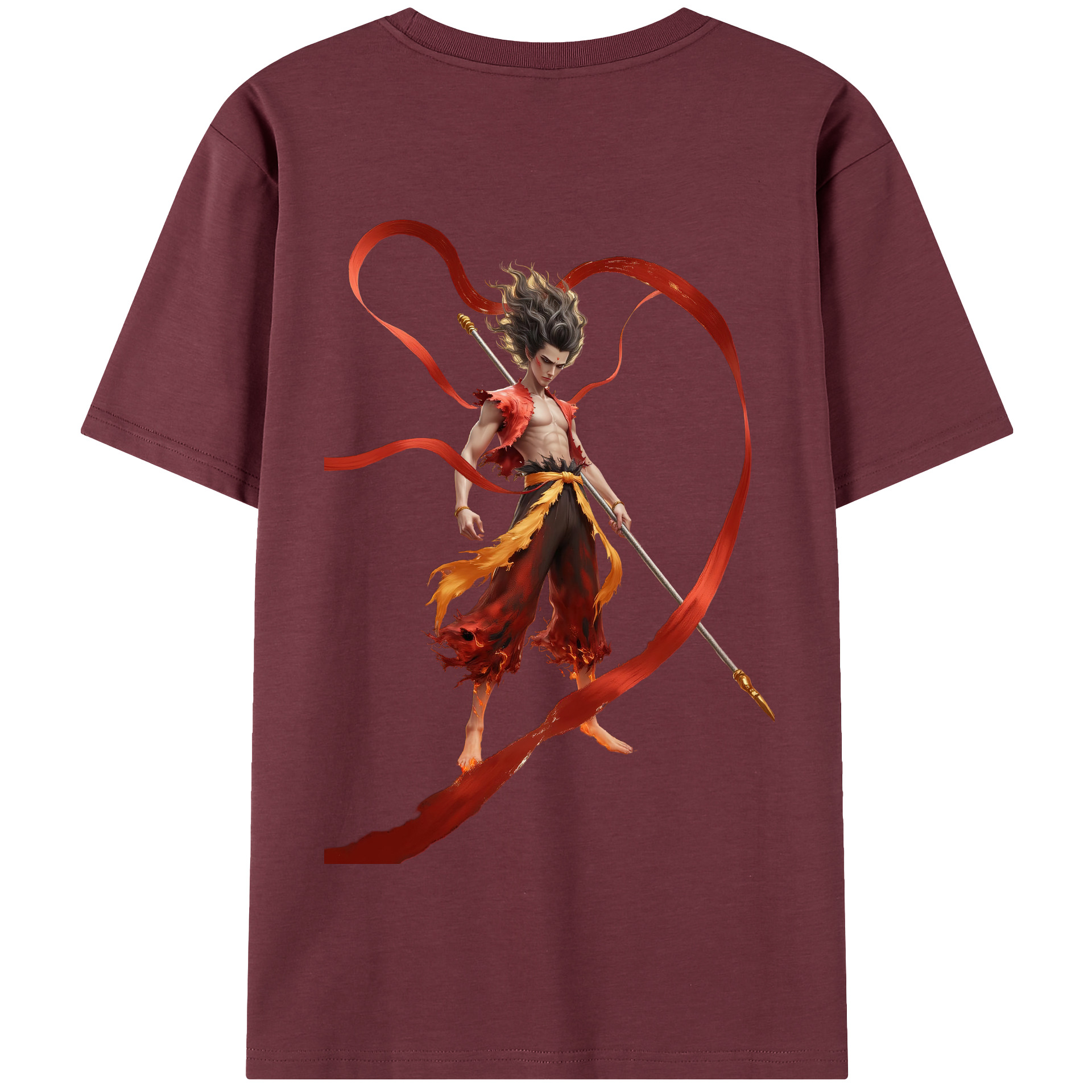 （画像用） Ne Zha 2 ナタ 魔童の大暴れ 綿100％半袖Tシャツ（背面プリント）